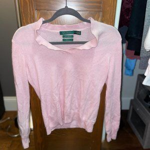 Pink Ralph Lauren Cashmere V-Neck Sweater